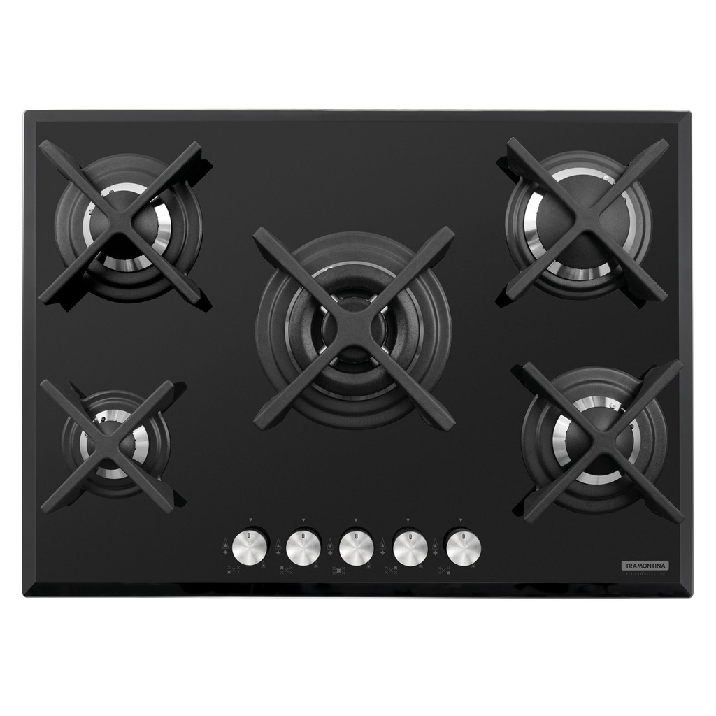 [94730124] COCINA ENCIMERA PENTA GLASS FLAT BLACK 5GG W 70 SAFESTOP, DESIGN COLLECTION, EN VIDRIO TEMPLADO, 70X50 CM