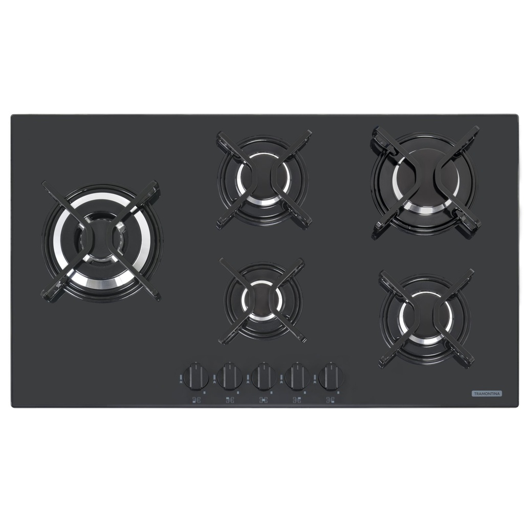 [94709321] COCINA ENCIMERA PENTA SIDE PLUS B 5GG TRI 90, PERFECTA, CON TRIPLE LLAMA, EN VIDRIO TEMPLADO NEGRO, 86X51 CM