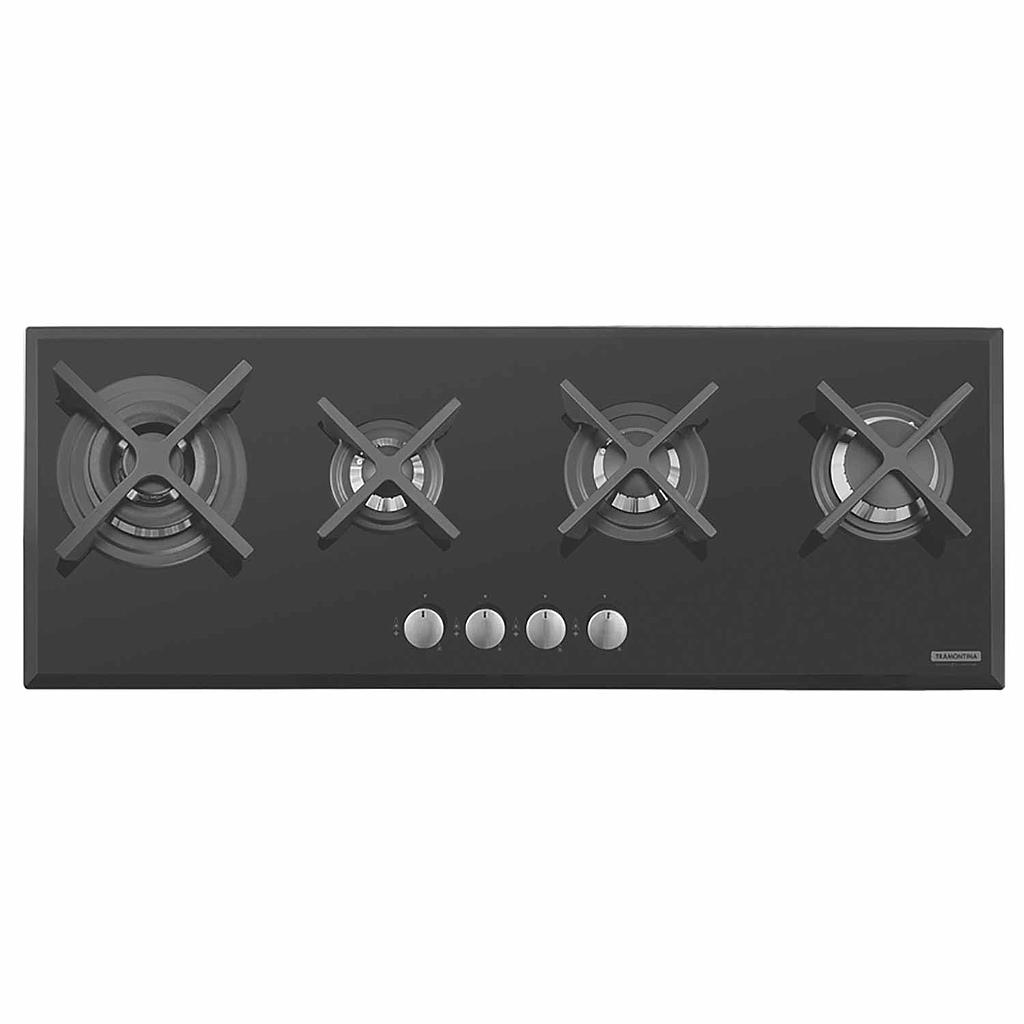 [94732124] COCINA ENCIMERA SLIM GLASS FLAT BLACK 4GG B 100 SAFESTOP, DESIGN COLLECTION, EN VIDRIO TEMPLADO, 100X38 CM