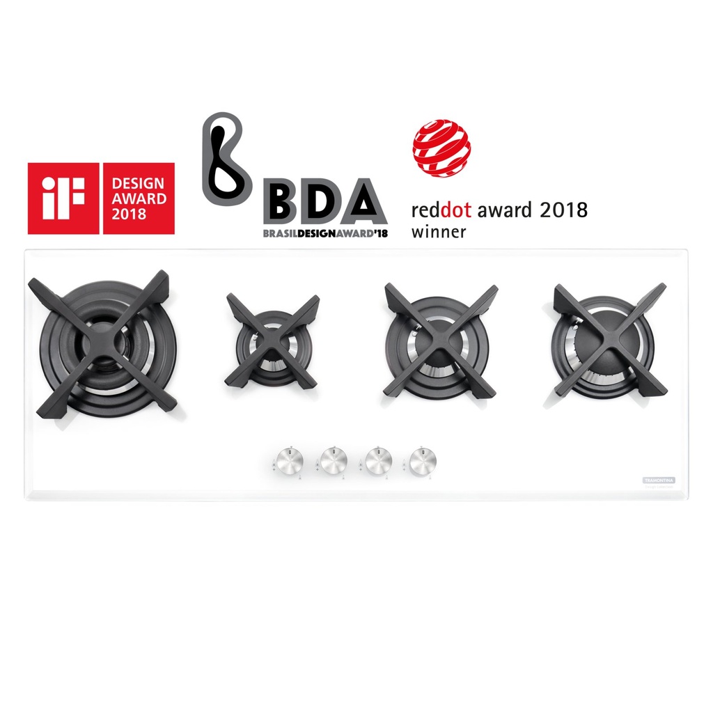 [94732164] PLACA DE COCCION SLIM GLASS FLAT WHITE 4GG W 100 SAFESTOP, DESIGN COLLECTION, EN VIDRIO TEMPLADO, 100X38 CM