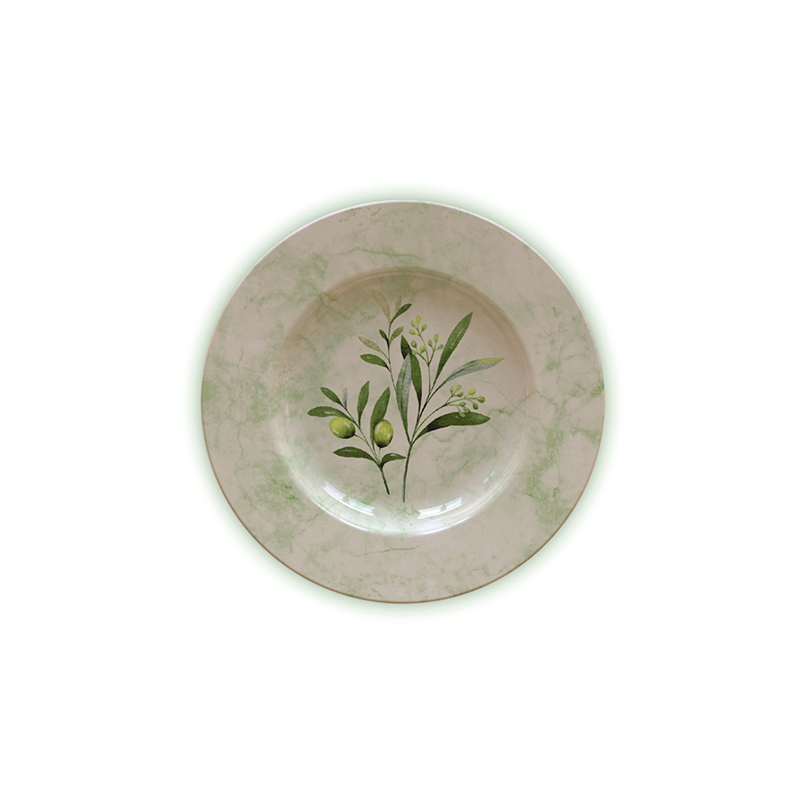 PLATO PARA POSTRE EN PORCELANA Ø21 CM. OLIVA