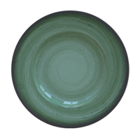 [96980003] PLATO RASO EN PORCELANA Ø27 CM. RUSTICO VERDE