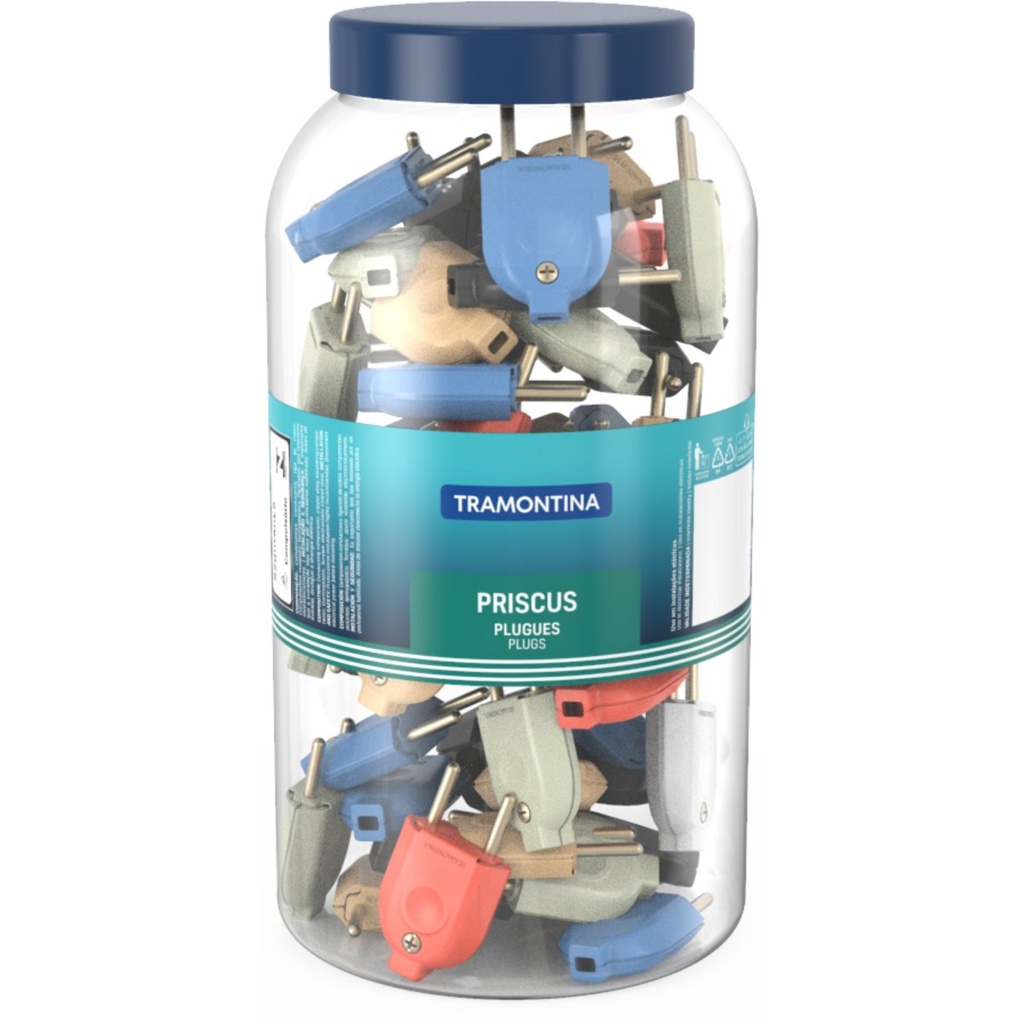 [57420901] PLUGUES MACHO 2P 10A 250V~ EMB. PODE GRANDE COM 6 COLORES