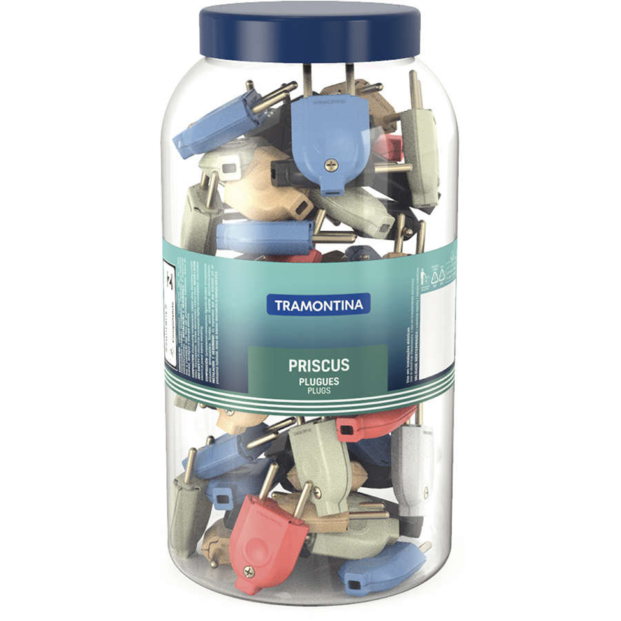 PLUGUES MACHO 2P 10A 250V~ EMB. PODE GRANDE COM 6 COLORES