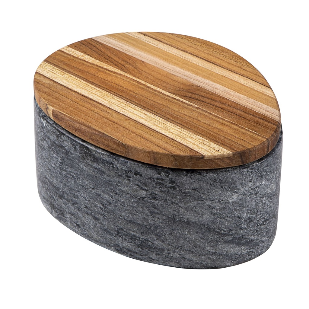 POTE DE PIEDRA DE JABON CON TAPA DE MADERA