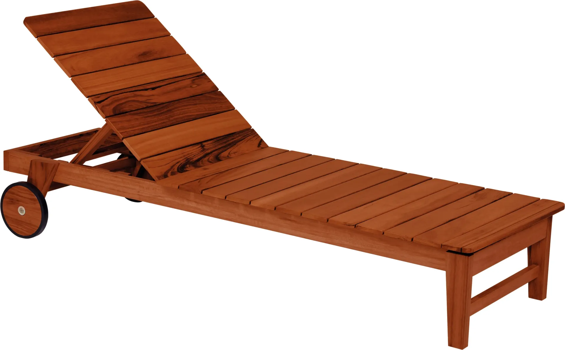 [13910101] REPOSERA CON RUEDAS TOSCANA DE MADERA MUIRACATIARA ACABADO ECOCLEAR PARA EXTERIOR