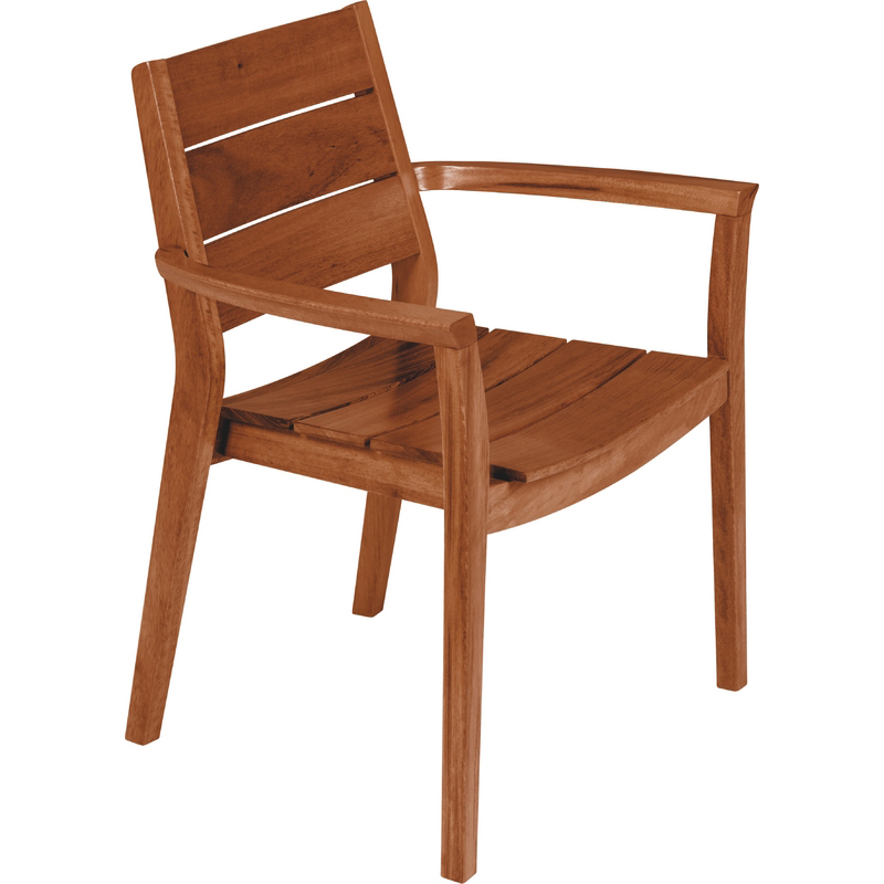 [13901101] SILLA CON BRAZOS TOSCANA DE MADERA MUIRACATIARA ACABADO ECOCLEAR PARA EXTERIOR