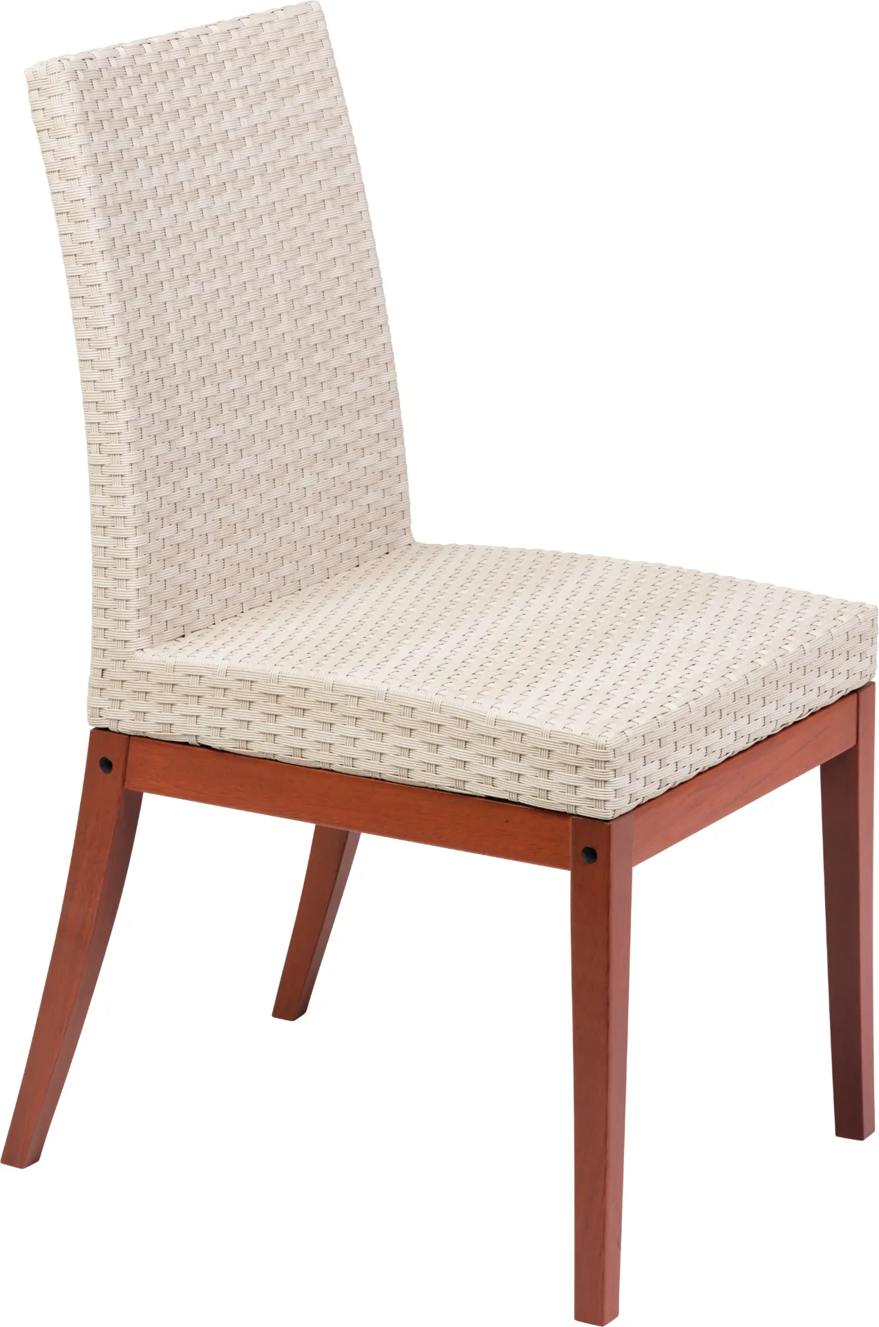 SILLA DE FIBRA BEIGE Y MADERA JATOBA CON ECO BLINDAGE
