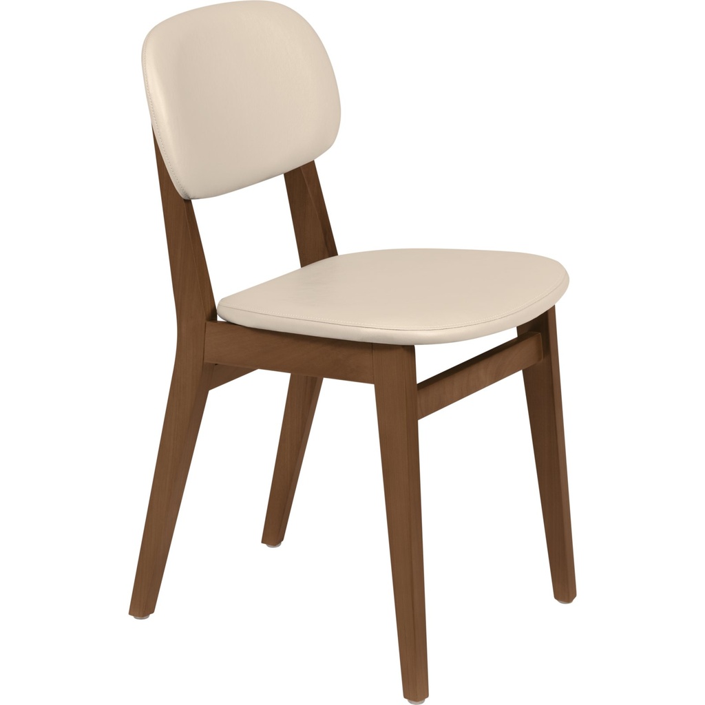 [14060131] SILLA LONDON DE MADERA ALMENDRA CON TAPIZADO BEIGE (Almendra, Madera)