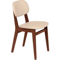 SILLA LONDON DE MADERA ALMENDRA CON TAPIZADO BEIGE
