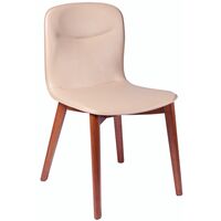 [14162131] SILLA PORTO DE MADERA TAUARI ALMENDRA CON TAPIZADO BEIGE