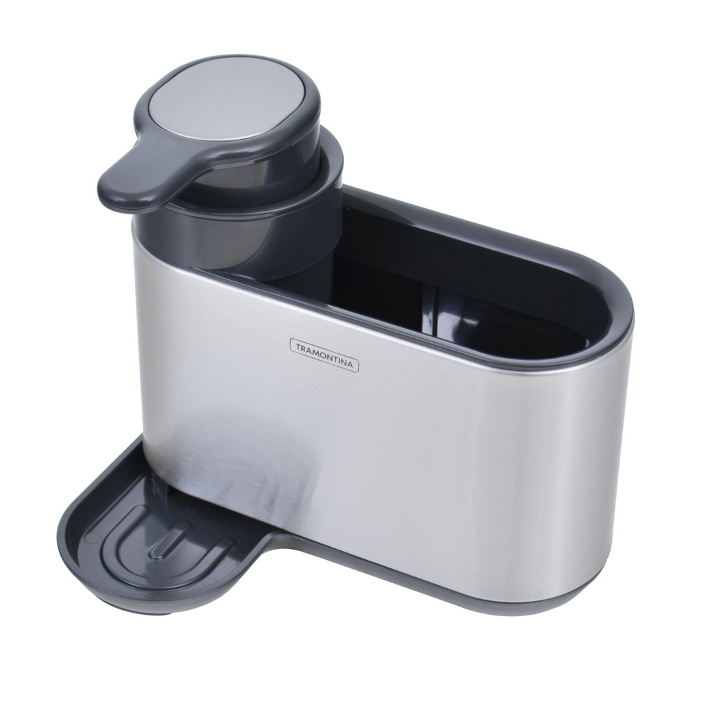 [94532045] SOPORTE PARA ESPONJA CON DISPENSADOR DE JABON EN ACERO INOXIDABLE