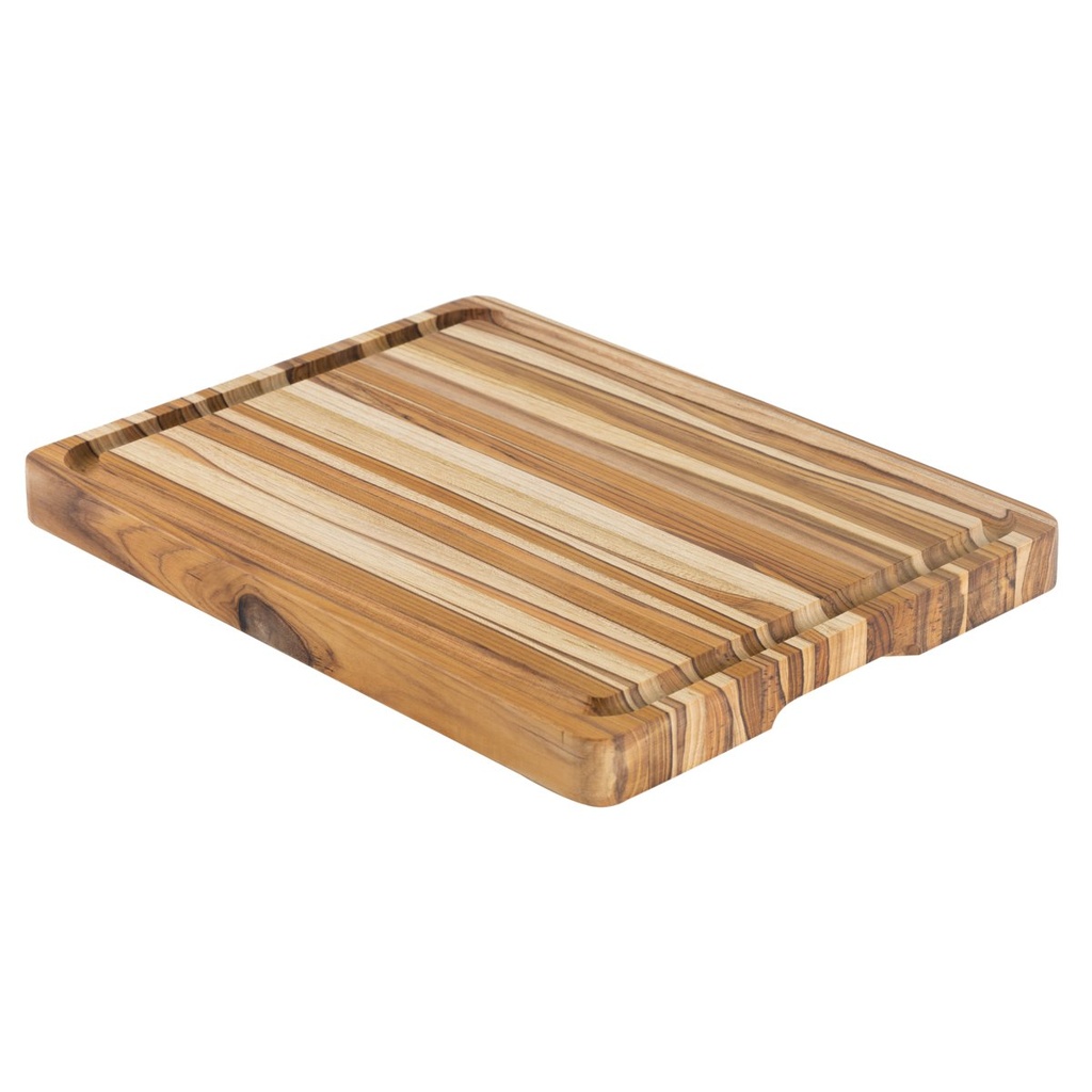[13089351] TABLA CON ASA Y RANURA DE MADERA TECA 50X38 CM BBQ