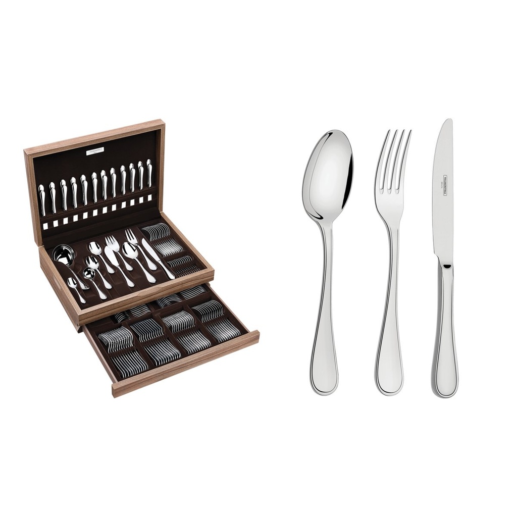 [66925223] CAJA DE MADERA CON CUBIERTOS EN ACERO INOXIDABLE 130 PIEZAS FIRENZE