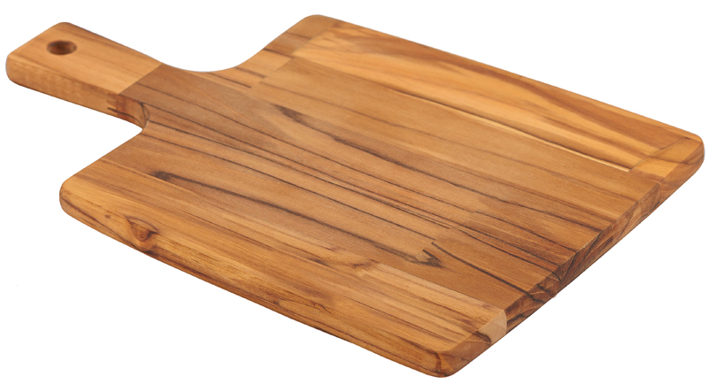 TABLA DE COCINA  EN MADERA TECA CON MANGO 40X28 CM
