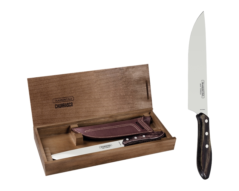 [29899571] CUCHILLO PARA CARNE 8" POLYWOOD CON VAINA DE CUERO Y ESTUCHE DE MADERA