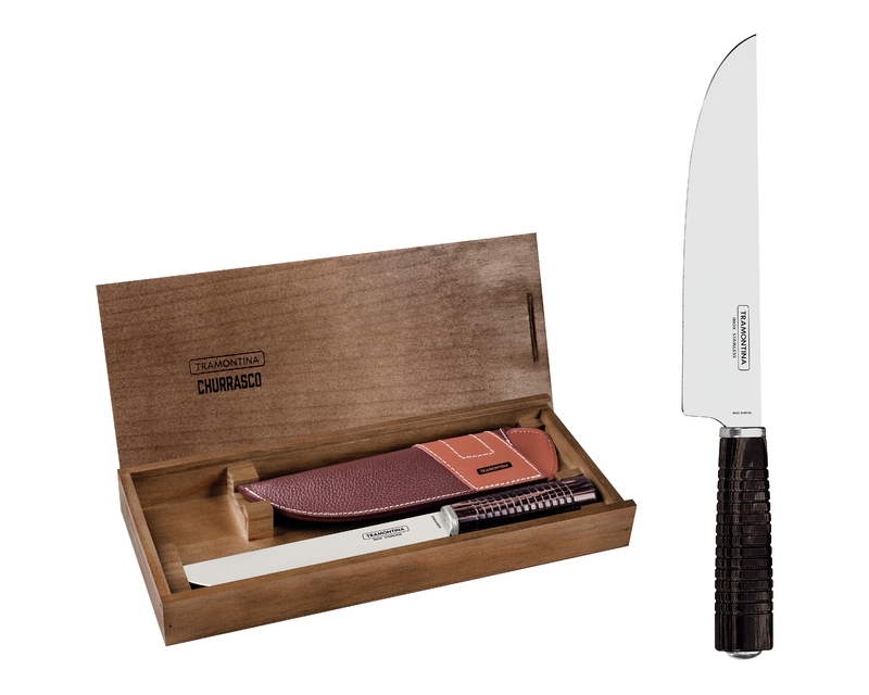[29899565] CUCHILLO PARA CARNE 8" POLYWOOD CON VAINA DE CUERO Y ESTUCHE DE MADERA