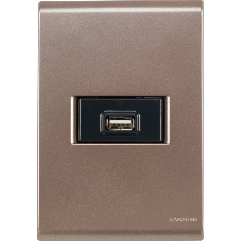 CONJUNTO ARMADO TOMA USB 1.5A BIVOLT ORO VIEJO LIZ (Grafito)