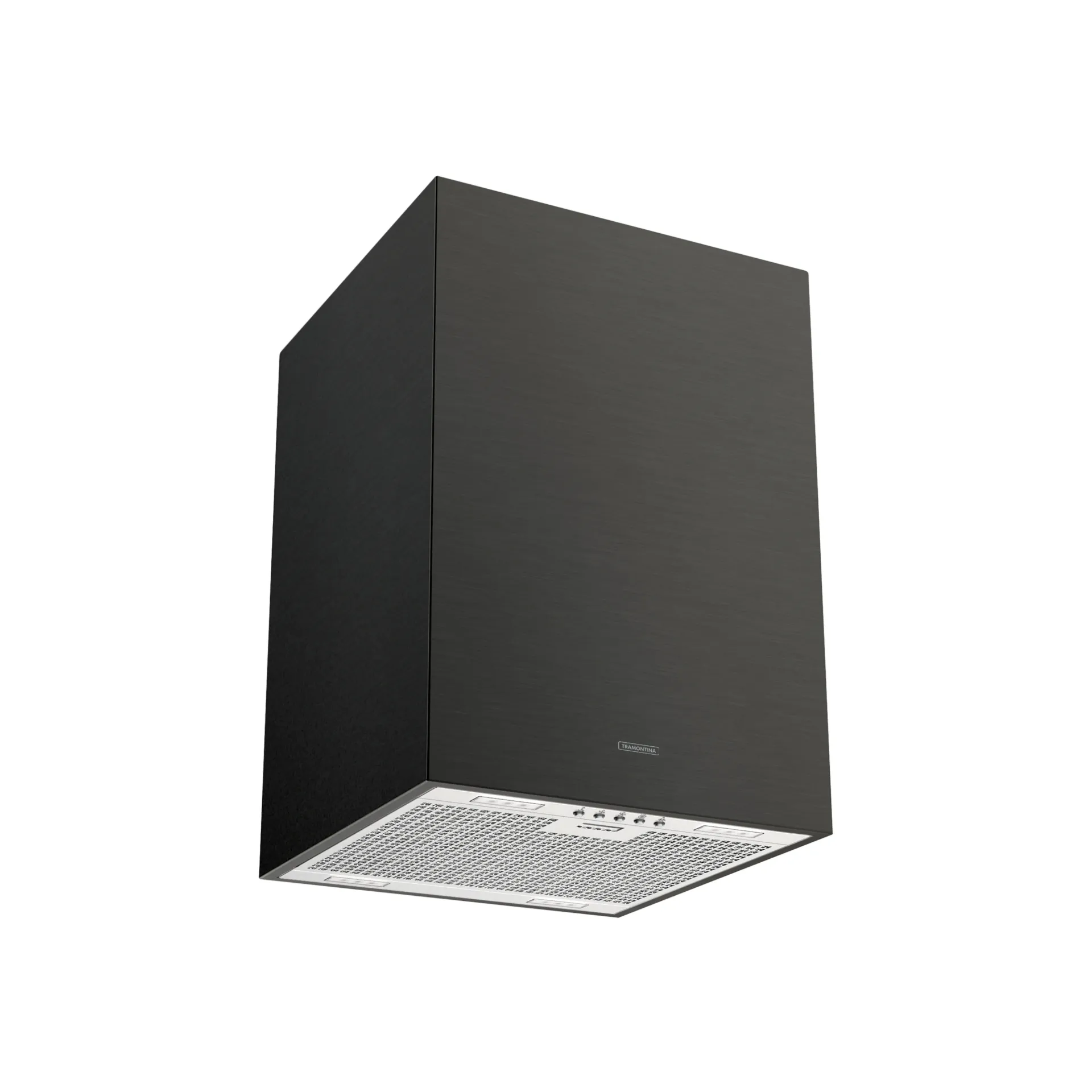 CAMPANA DE ISLA SILENT SQUARE BLACK 40 EN ACERO INOX. SCOTCH BRITE