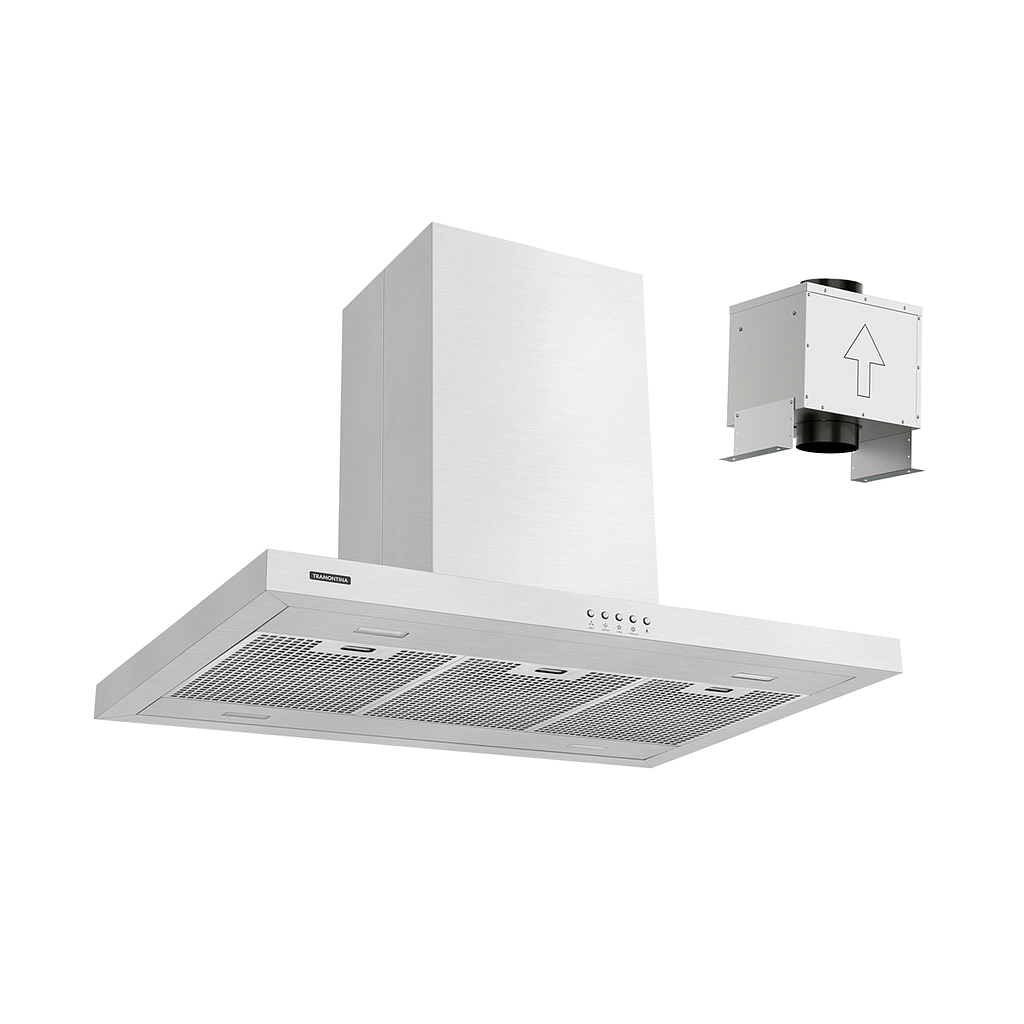 [95800024] CAMPANA DE ISLA DRITTA 90 SPLIT, PRIME, EN ACERO INOX., CON MOTOR EXTERNO, 90 CM