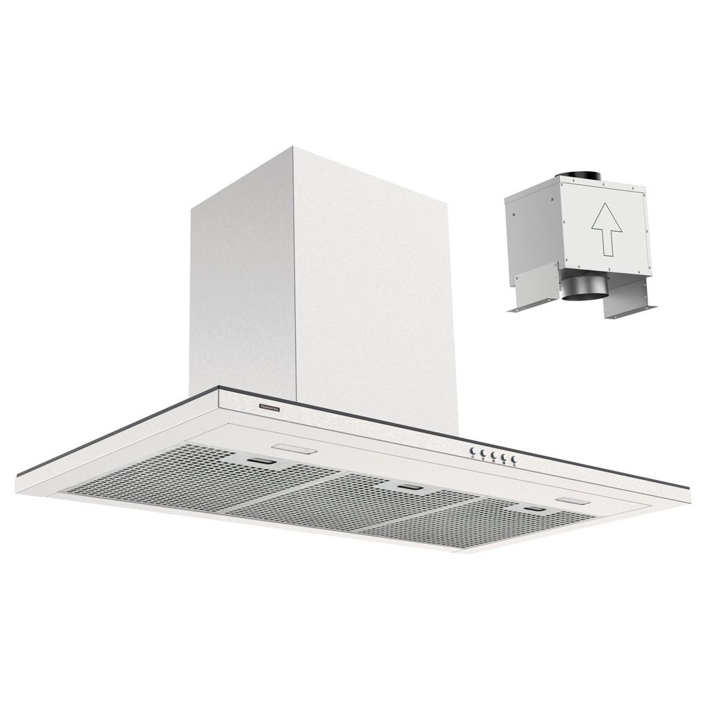 CAMPANA DE PARED SLIM 90 EN ACERO INOX SCOTCH BRITE, CON MOTOR EXTERNO