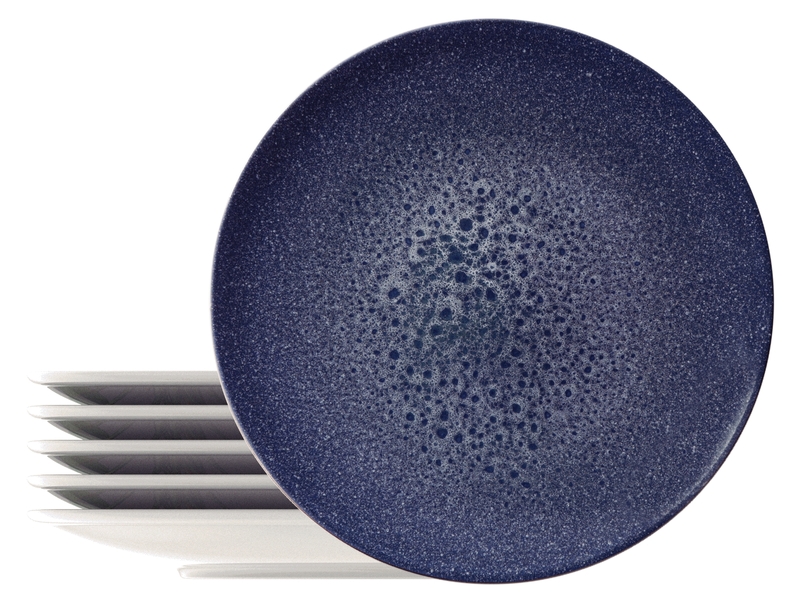 [96950150] JUEGO DE PLATOS RASOS DE PORCELANA Ø28CM. 6 PIEZAS TOPAZIO