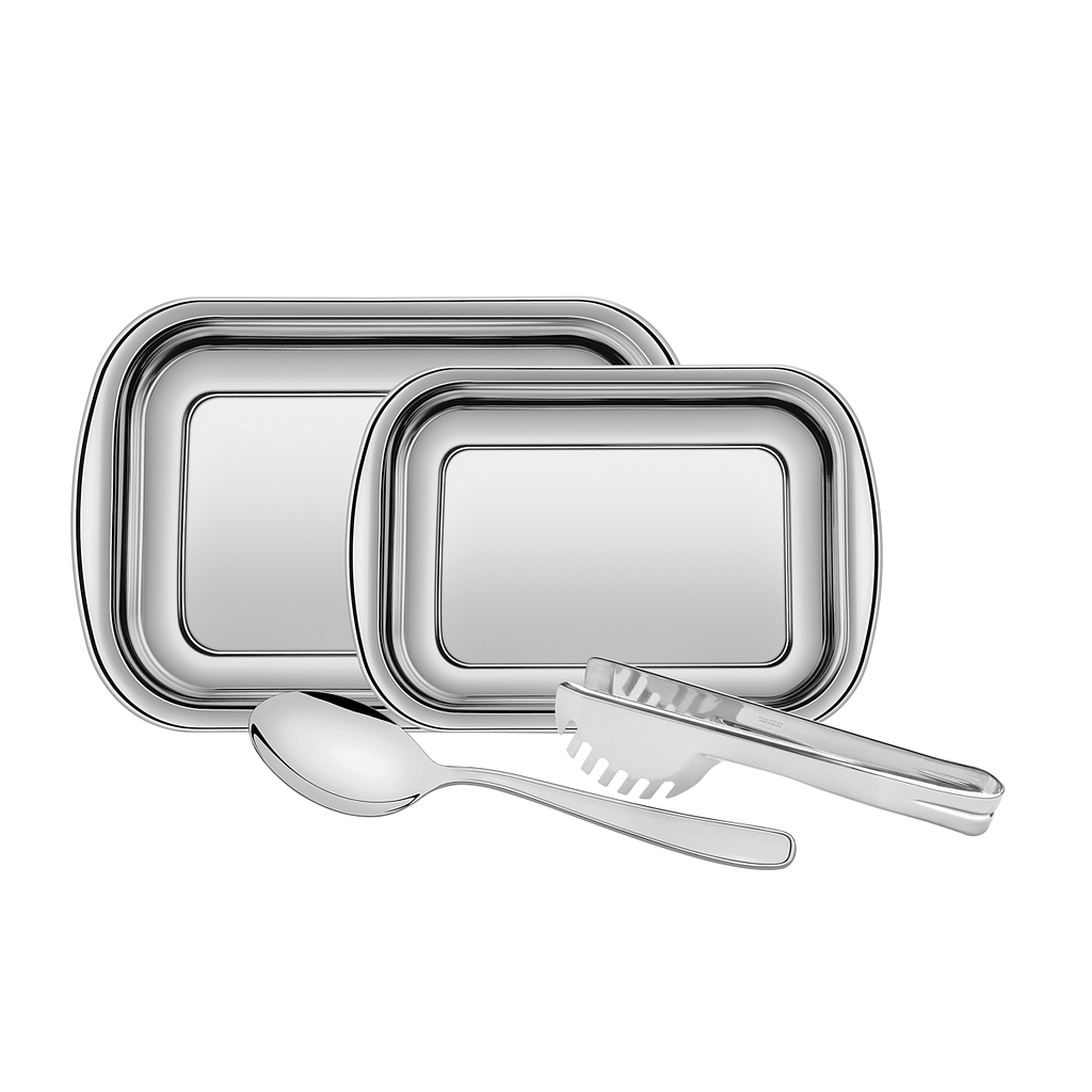 [64310250] JUEGO PARA ASAR Y SERVIR ACERO INOXIDABLE 4 PZAS.