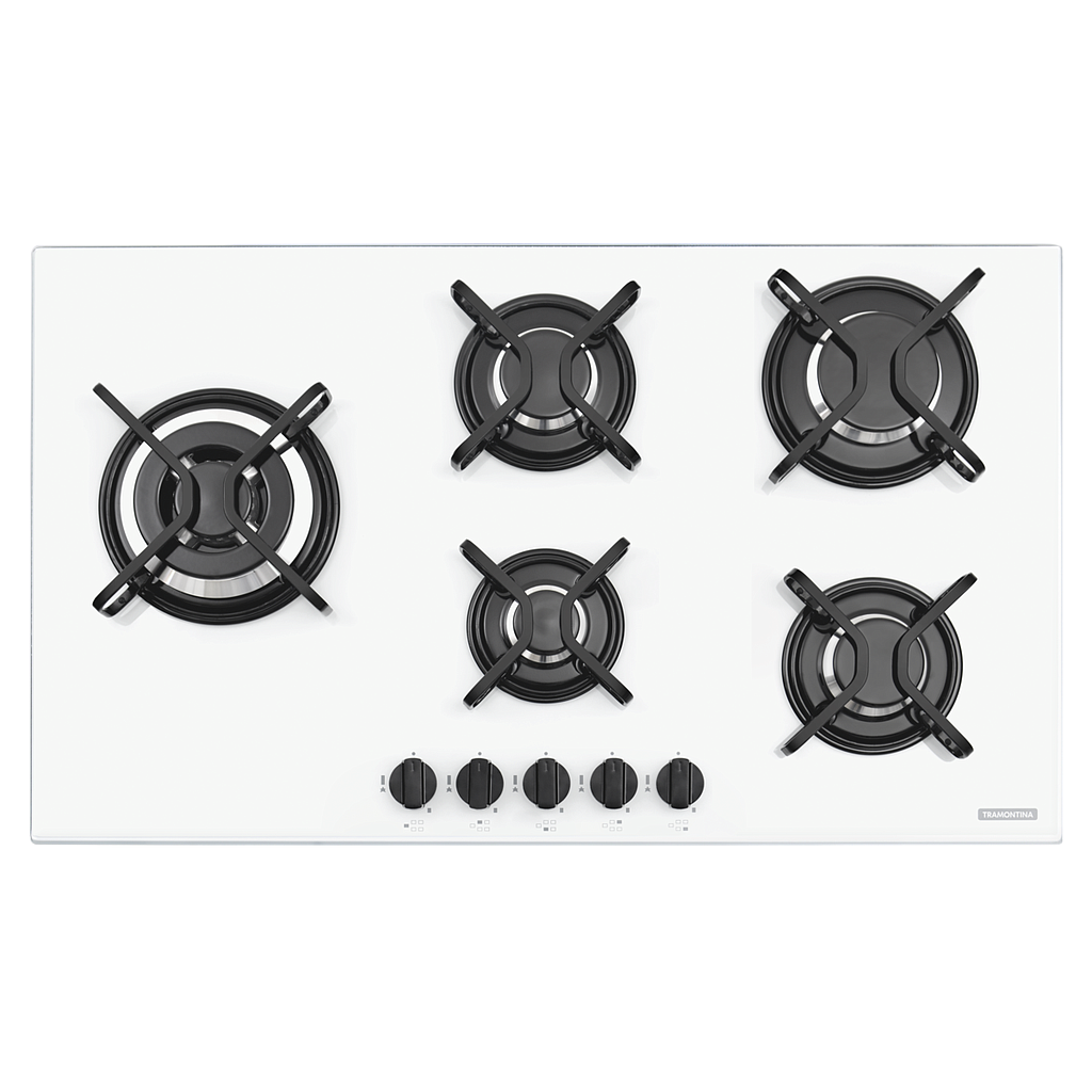 [94709361] COCINA ENCIMERA PENTA SIDE PLUS W 5GG TRI 90, PERFECTA, CON TRIPLE LLAMA, EN VIDRIO TEMPLADO BLANCO, 86X51 CM