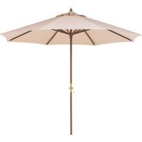 [14999002] SOMBRILLA PLEGABLE DE POLIESTER BEIGE Ø2,7 M. CON ESTRUCTURA DE MADERA