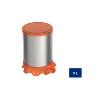[94538803] BASURERO SOFIE 5 L., CON PEDAL, CUERPO EN ACERO INOX Y  TAPA PLASTICA NARANJA