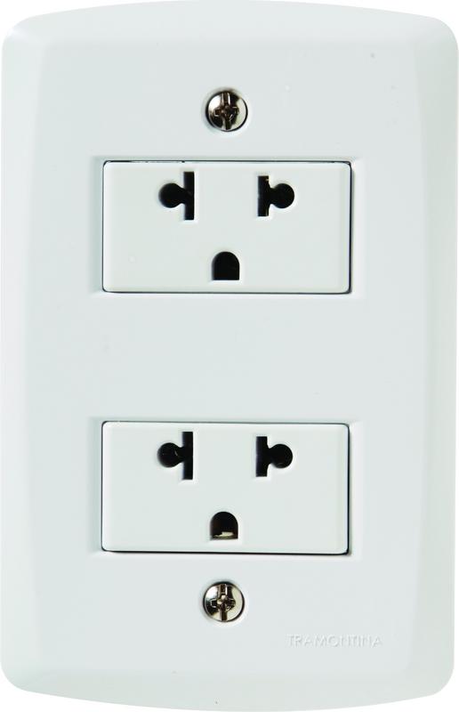 [57145042] CONJUNTO ARMADO 2 TOMACORRIENTE  2P+T UNIVERSAL 10A-15A 250V BLANCO LUX2