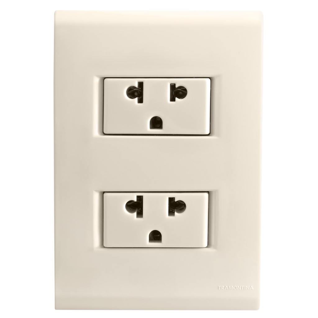[57171042] CONJUNTO ARMADO 2 TOMACORRIENTES 2P+T 10A-15A 250V BEIGE LIZ