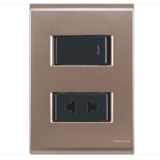 [57172046] CONJUNTO ARMADO INTERRUPTOR SIMPLE + TOMA 2P UNIVERSAL ORO VIEJO LIZ
