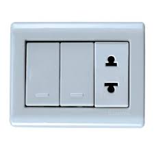 CONJUNTO ARMADO SOBREPONER 2 INTERRUPTORES SIMPLE + TOMACORRIENTE 2P UNIVERSAL BLANCO LIZFLEX