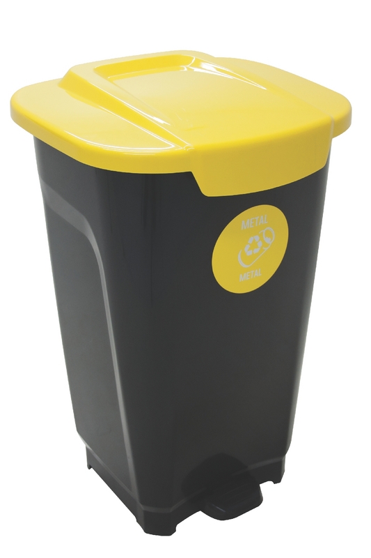 BASURERO 50 L NEGRO TAPA AMARILLA T-FORCE