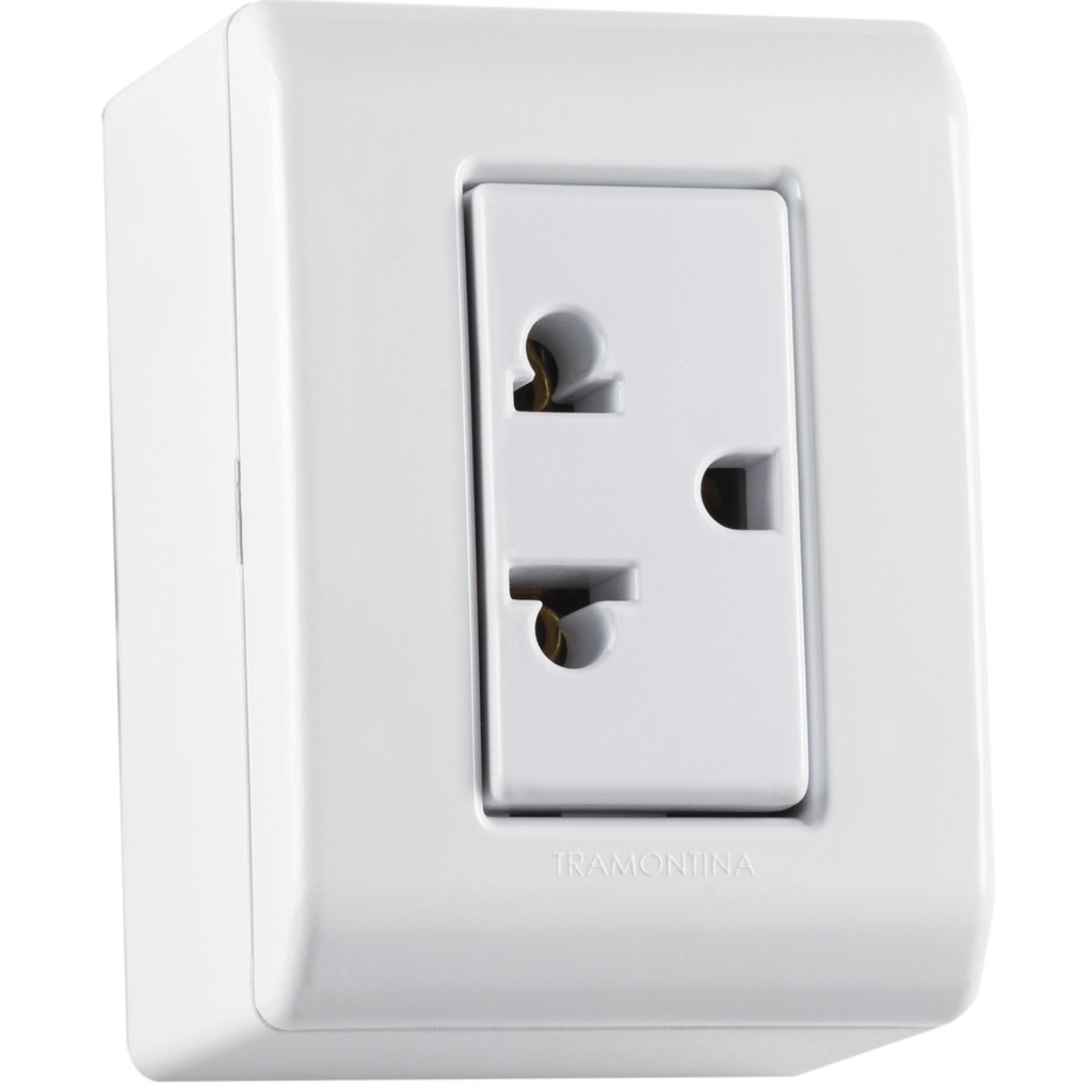 CONJUNTO ARMADO SOBREPONER TOMACORRIENTE 2P+T UNIVERSAL 10A-15A 250V BLANCO LIZFLEX