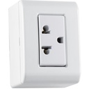 CONJUNTO ARMADO SOBREPONER TOMACORRIENTE 2P+T UNIVERSAL 10A-15A 250V BLANCO LIZFLEX