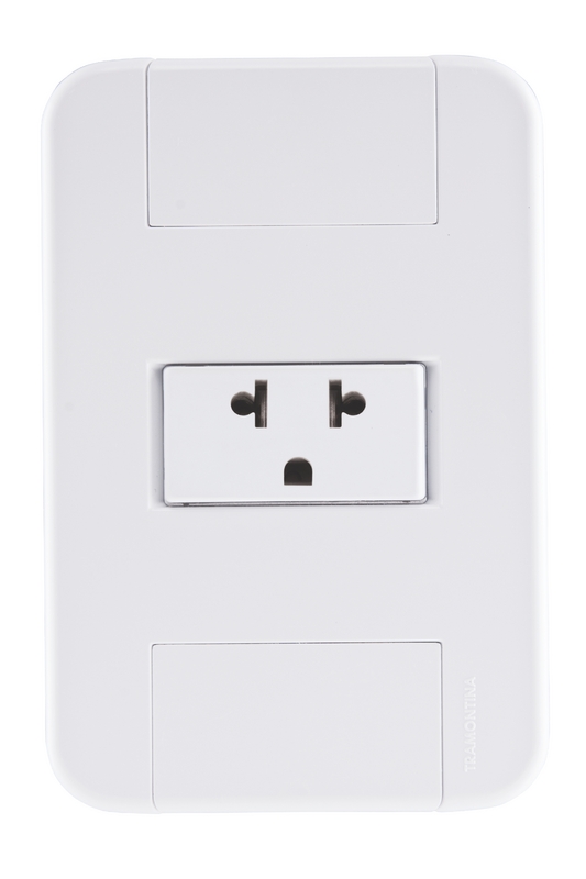 CONJUNTO ARMADO TOMACORRIENTE 2P+T UNIVERSAL 10A-15A 250V BLANCO TABLET