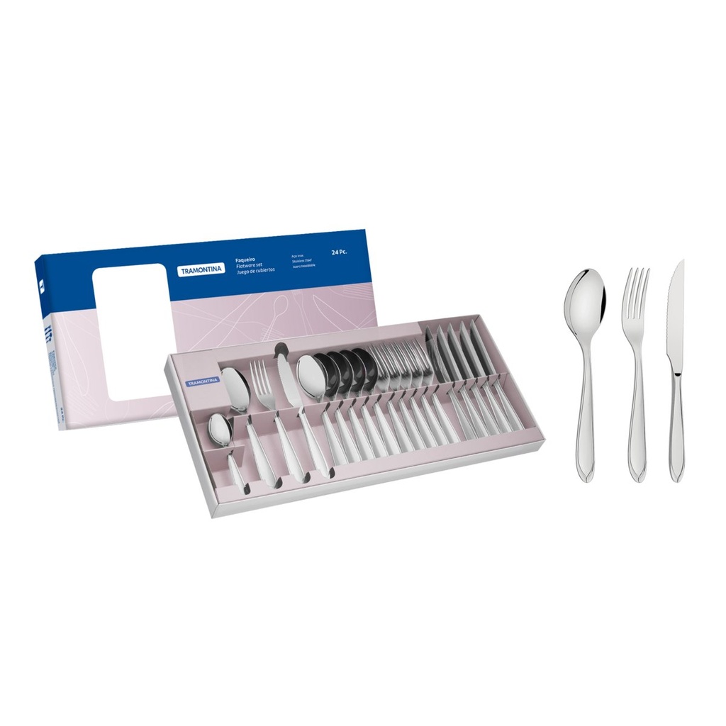 [66906840] JUEGO DE CUBIERTOS EN ACERO INOXIDABLE 24 PIEZAS LAGUNA