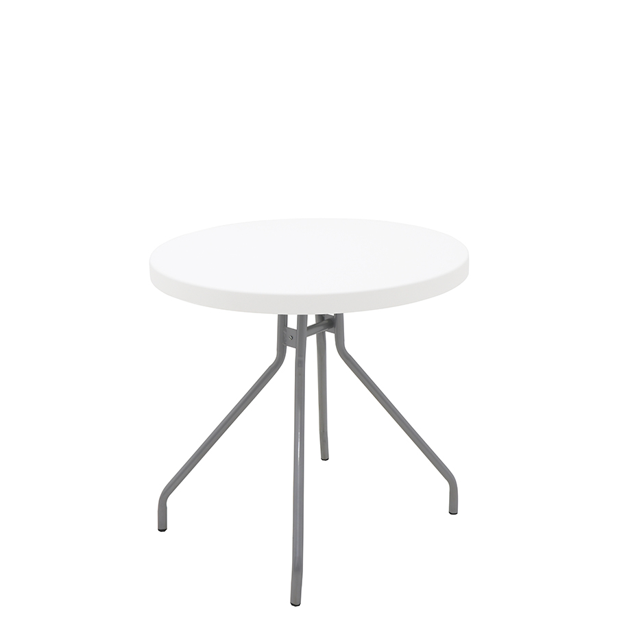 MESA BLANCA CIRCULAR Ø79 CM. CON PATAS DE ALUMINIO ZETA