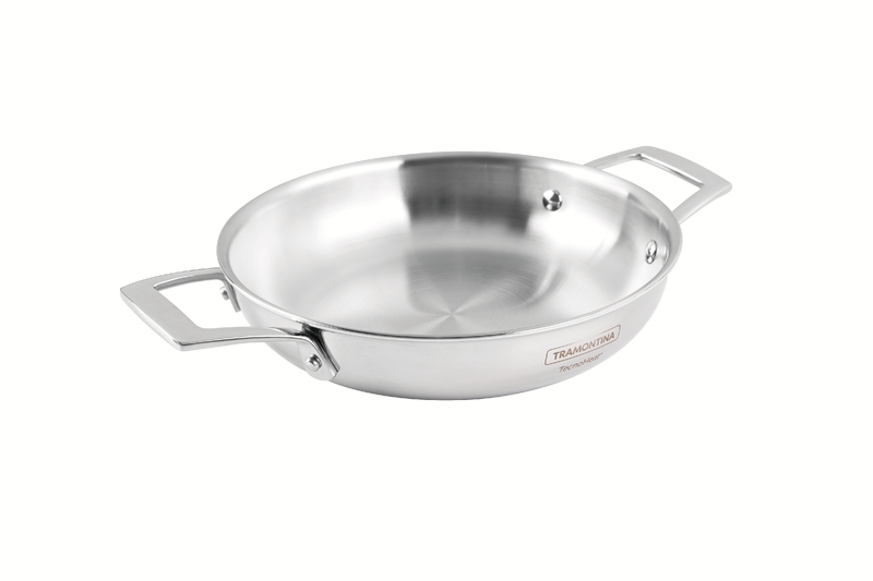 [62252200] SARTEN PERGAMINO EN ACERO INOXIDABLE FONDO TRIPLE 1,2 L. Ø20 CM GRANO