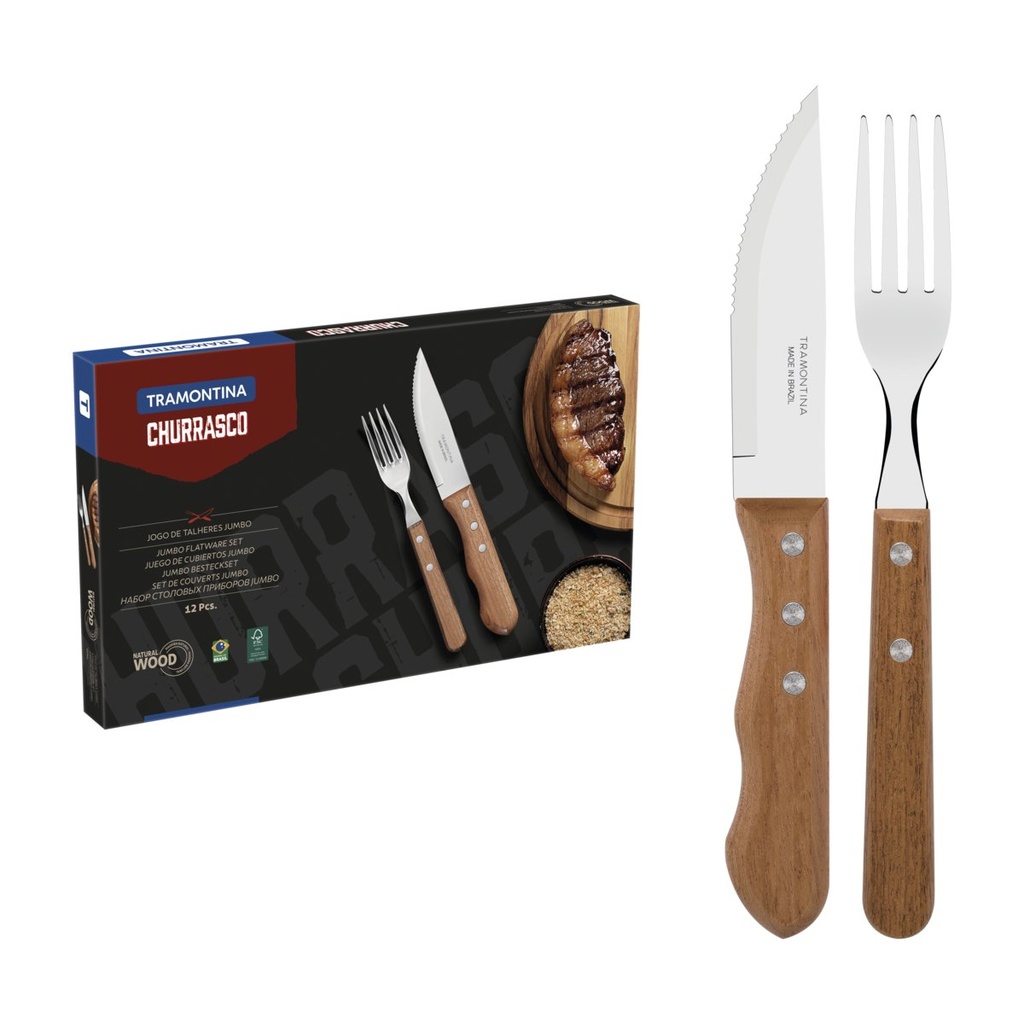 JUEGO DE CUBIERTOS JUMBO PARA CHURRASCO 12 PIEZAS DYNAMIC