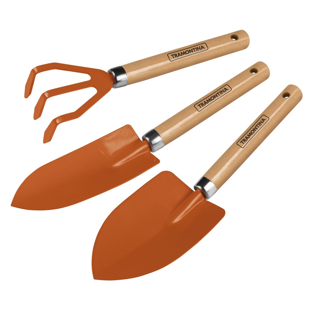 [78102801] JUEGO METALICO PARA JARDIN - 3 PIEZAS, MANGOS DE MADERA