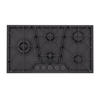 PLACA DE COCCION A GAS GLASS PENTA FULL BLACK 5GG, EN VIDRIO TEMPLADO MATE, REJILLAS DE HIERRO FUNDIDO, DESIGN COLLECTION, 90X51 CM.