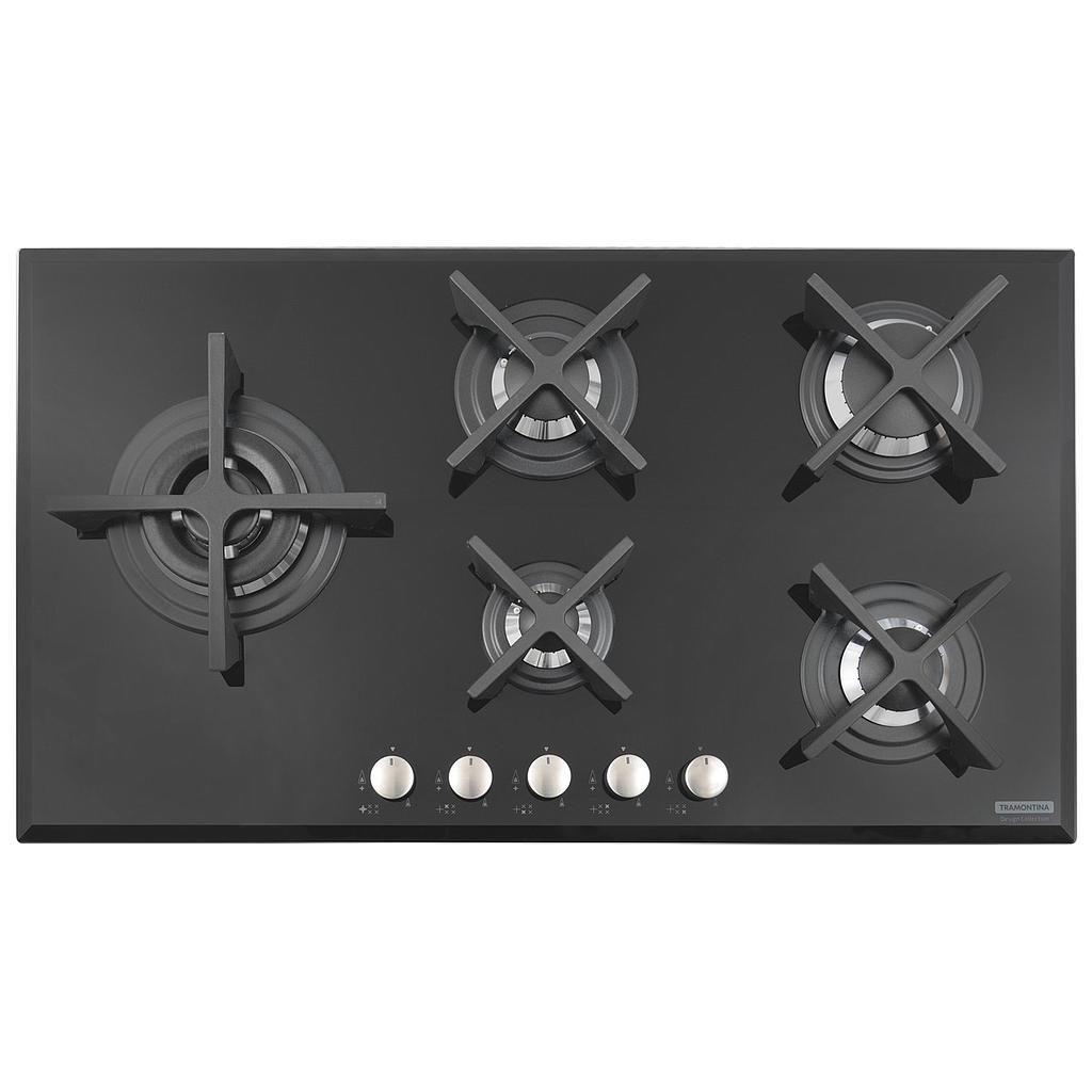 PLACA DE COCCION PENTA GLASS FLAT BLACK 5GG B 90 SAFESTOP, DESIGN COLLECTION, EN VIDRIO TEMPLADO, 90X50 CM
