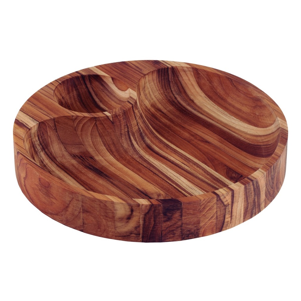 PLATO PARA PICADAS DE MADERA TECA Ø31,5 CM. BBQ