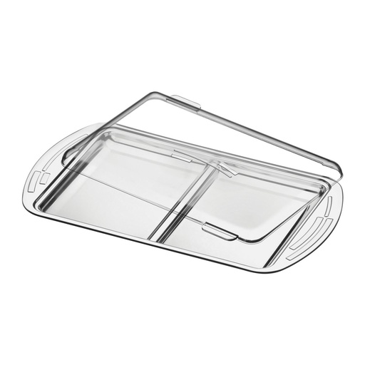BANDEJA EN ACERO INOXIDABLE PARA FIAMBRES CON TAPA DE VIDRIO CICLO