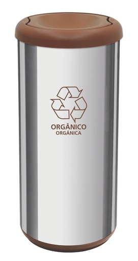 BASURERO CAPSULA SELECTA PLUS 40 L, TAPA DE VAIVEN CAFE, EN ACERO INOX.