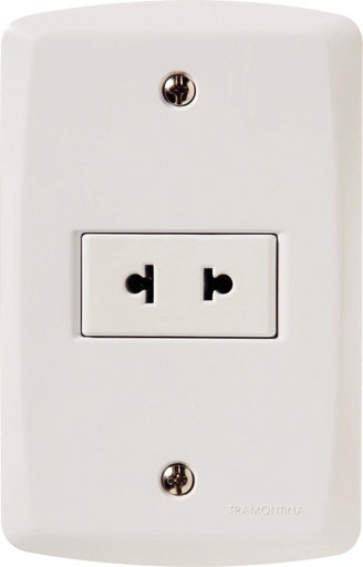 CONJUNTO ARMADO 1 TOMACORRIENTE 2P UNIVERSAL 10A-15A 250V BLANCO LUX2